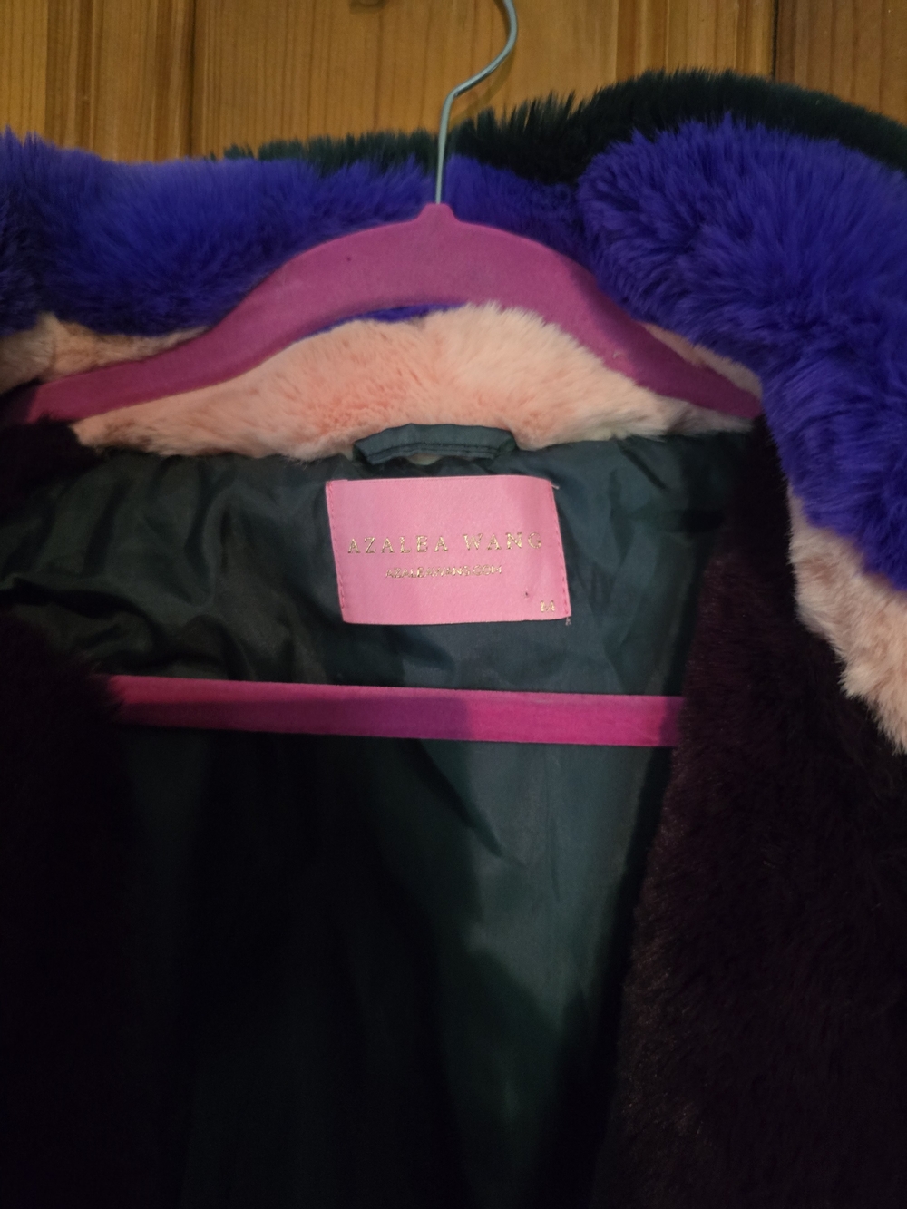 Multicolor Faux Fur Bomber Jacket - Women's Bold Stripe Coat - Picture 4 of 16